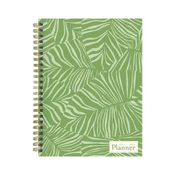 TF Publishing 2024-2025 White Lotus Verde Fronds 6" x 8" Academic Weekly & Monthly Planner, Paperboard Cover, Green/White Sale