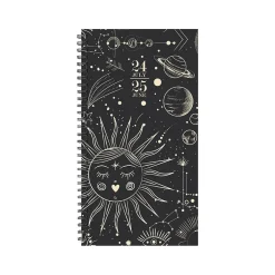 Willow Creek 2024-2025 Celestial 3.5" x 6.5" Academic Weekly & Monthly Planner, Paper Cover, Black/Gold (47675) Clearance