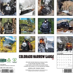 Willow Creek 2025 Colorado Narrow Gauge Railroads 12" x 12" Monthly Wall Calendar (42533) Outlet