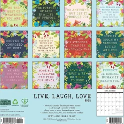 Willow Creek 2025 Live, Laugh, Love Art 12" x 12" Monthly Wall Calendar (43776) Hot