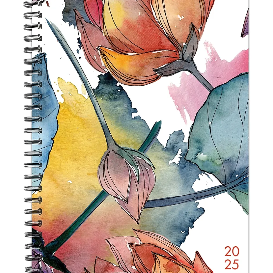 Willow Creek 2025 Watercolor Flora 6.5" x 8.5" Weekly Planner Cover, Multicolored (48887)