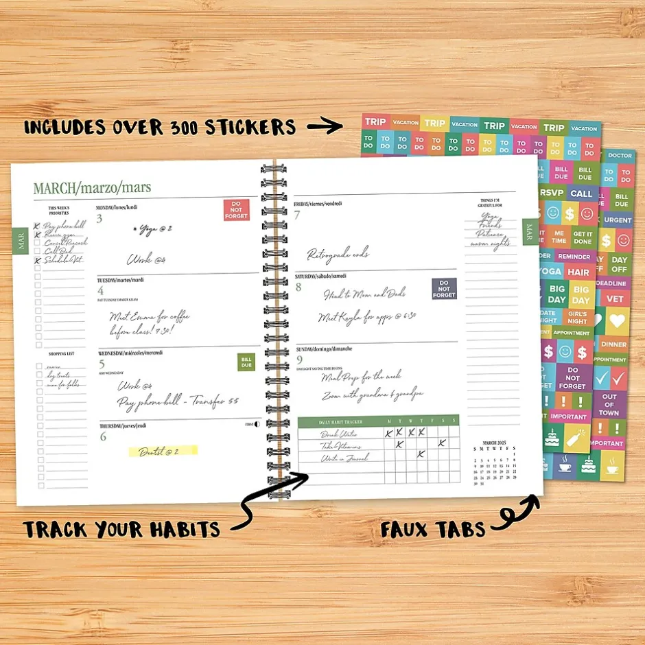 Willow Creek 2025 Watercolor Flora 6.5" x 8.5" Weekly Planner Cover, Multicolored (48887)