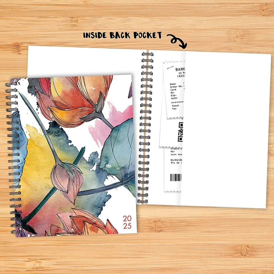 Willow Creek 2025 Watercolor Flora 6.5" x 8.5" Weekly Planner Cover, Multicolored (48887)
