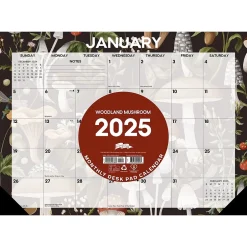 Willow Creek 2025 Woodland Mushroom 17" x 12" Monthly Desk Pad Calendar (47866) Discount