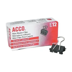 ACCO Binder Clips, Mini, Black, Dozen (A7072010) Sale
