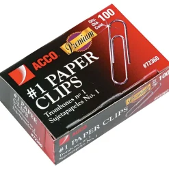 ACCO Premium Standard Paper Clips, 0.38" Capacity, Silver, 100 Clips/Pack, 10/Pack(ACC72360) Sale