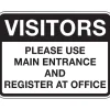Social Distance Signage<Accuform 18" x 24" Reflective Aluminum Facility Traffic Sign "VISITORS..", Black On White (FRR288RA)