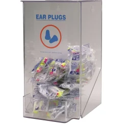 Ear Protection<Accuform Plastic PPE Small Ear Plug Dispenser with Hinged Lid, Clear Plastic, HDH104 (HDH104)