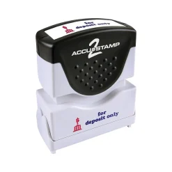 Accu-Stamp 2 Pre-Inked Rectangle Stamp, For Deposit Only, Blue/Red Ink (035523) Clearance