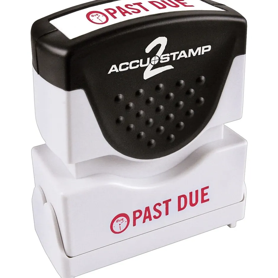 Accu-Stamp 2 One-Color Pre-Inked Shutter Message Stamp, PAST DUE, 1/2" x 1-5/8" Impression, Red Ink (035571) New