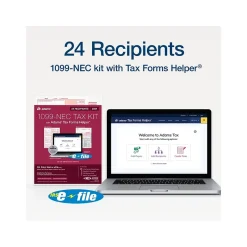 New 2024 1099-NEC Tax Form with e-files and Access to Tax Forms Helper, 4-Part, 3-Up, Copy A, 1, B, 2, 24/Pack Tax Forms