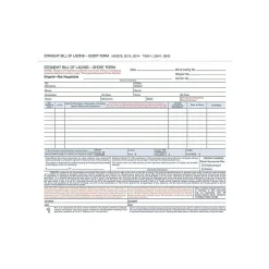 3-Part Carbonless Bill of Lading, 8.5"L x 7.44"W, 250 Sets/Book (B3876) Business Forms