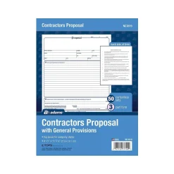 Best 3-Part Carbonless Contractor Proposal Forms, 8.5" x 11.44", 50 Sets/Book (NC3819) Business Forms