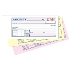 Outlet 3-Part Carbonless Receipts Book, 7.19" x 2.75", 50 Forms/Book (ABF TC2701) Accounting & Record Journals