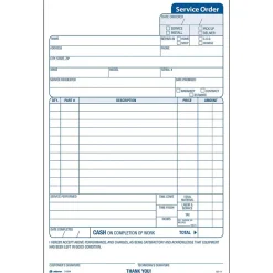 Outlet 3-Part Carbonless Work Orders, 5-2/3" x 9", 250 Sets/Book (3-584) Business Forms