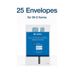 Adams Self-Seal Security-Tinted Double-Window W-2 Tax Envelope, White, 25/Pack (STAX2-24)* Security Tinted