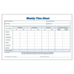 New Time Sheets, 100/Pad, 2 Pads/Pack (ABF 9507ABF) Hr Forms