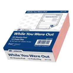 Adams While You Were Out Message Pads, 4.25" x 5.5", Pink, 50 Sheets/Pad, 12 Pads/Pack (9711D) Discount