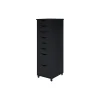 Hot 40.28" Solid Pine Roll Cart with 8 Drawers, Matte Black (76171) Storage Cabinets