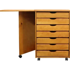 Sale Drop Leaf 7-Drawer Vertical File Cabinet, Mobile, Specialty, Medium Pine, 15" (76178) File Cabinets