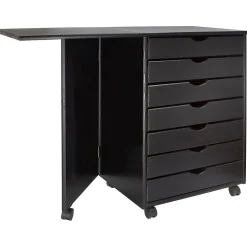Sale Drop Leaf 7-Drawer Lateral File Cabinet, Mobile, Specialty, Matte Black, 21.4