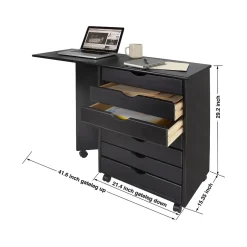 Sale Drop Leaf 7-Drawer Lateral File Cabinet, Mobile, Specialty, Matte Black, 21.4