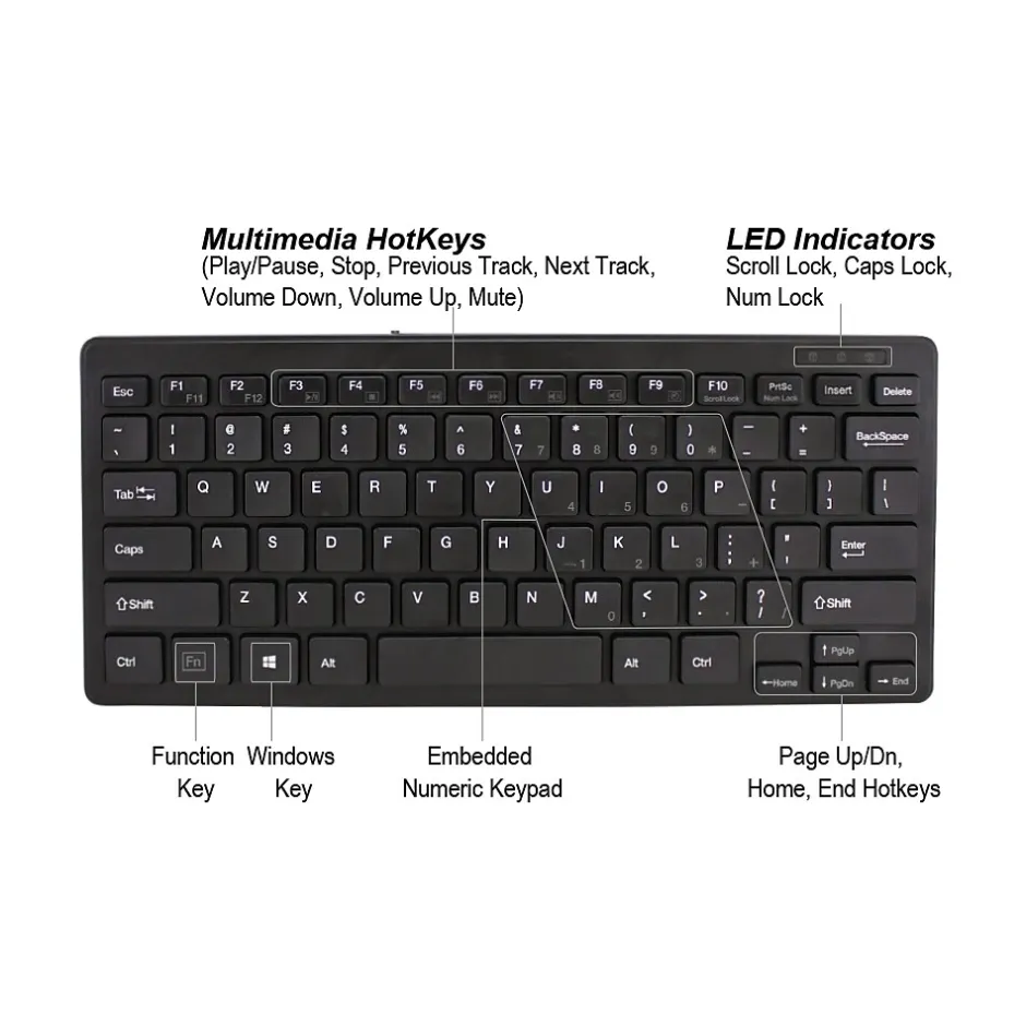 Adesso SlimTouch Mini Wired Gaming Keyboard, Black (AKB-111UB)* Keyboards