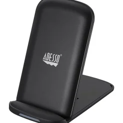 Adesso 10W Max Qi-Certified 2-Coil Foldable Wireless Charging Stand for Qi Capable Devices, Black (AUH-1020)