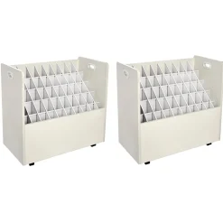 Hot 50-Slot Mobile Roll File, 28.5"H x 30"W x 15.75"D, White (626-WHI-2PK) File Cabinets