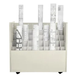 Hot 50-Slot Mobile Roll File, 28.5"H x 30"W x 15.75"D, White (626-WHI-2PK) File Cabinets