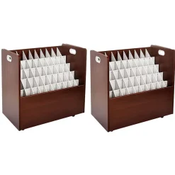 Outlet 50-Slot Mobile Roll File, 28.5"H x 30"W x 15.75"D, Mahogany (626-MA-2PK) File Cabinets