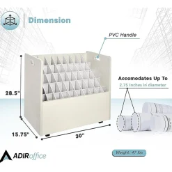 50-Slot Mobile Roll File, Lockable, 28.5
