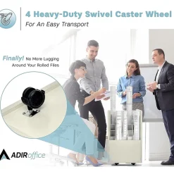 New 20-Slot Mobile Roll File, Lockable, 24.75