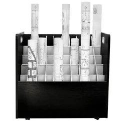 Clearance 50-Slot Mobile Roll File, Lockable, 28.5"H x 30"W x 15.75"D, Black (626-BLK-KIT1) File Cabinets