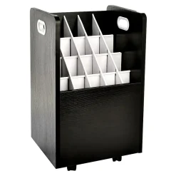 Sale 20-Slot Mobile Roll File, Lockable, 24.75"H x 15.25"W x 13.25"D, Black (624-BLK-KIT1) File Cabinets