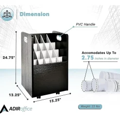 Sale 20-Slot Mobile Roll File, Lockable, 24.75"H x 15.25"W x 13.25"D, Black (624-BLK-KIT1) File Cabinets