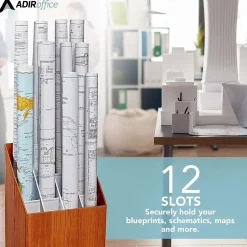 Outlet 12-Slot Roll File Box, Walnut, 22