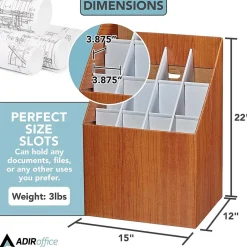 Outlet 12-Slot Roll File Box, Walnut, 22