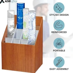 Outlet 12-Slot Roll File Box, Walnut, 22