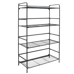 FlipShelf 4-Shelf Metal Unit, 26.5"W, Black (37996/37634) Shelving