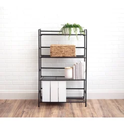 FlipShelf 4-Shelf Metal Unit, 26.5"W, Black (37996/37634) Shelving