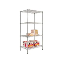 New Industrial 4-Shelf Wire Shelving Starter Set, 72"H x 36"W x 24"D, Silver (SW503624SR) Shelving