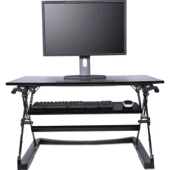 Hot ® Sit-Stand Lifting Workstation, Medium, Black Standing Desks