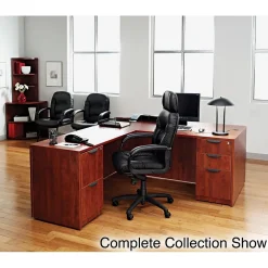 Hot ™ Valencia Series Executive Suites in Medium Cherry, Bow Front Desk Shell Office Desks