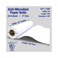 New Armor Wide Format CAD Paper, 24" x 150', Bond, 4/Carton (24130) Wide Format Paper
