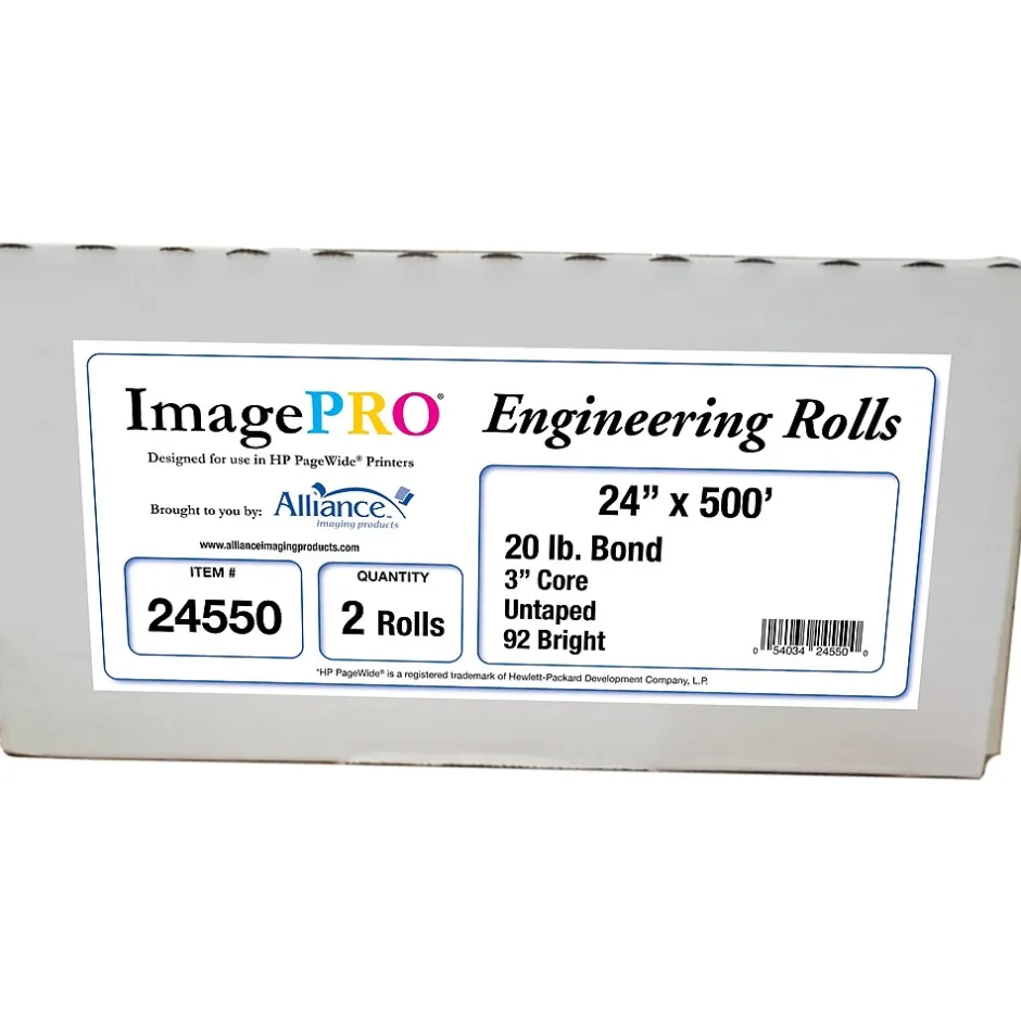Outlet ImagePRO Wide-Format Bond Paper Roll, 24" x 500', 2/Carton (24550) Wide Format Paper