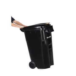 Alpine Industries 500 Series Plastic Outdoor Trash Can, 64 Gallon, Black (ALP500-64-BLK)