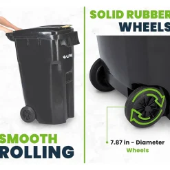 Alpine Industries 500 Series Plastic Outdoor Trash Can, 64 Gallon, Black (ALP500-64-BLK)