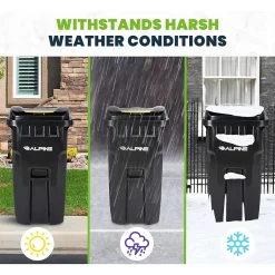 Alpine Industries 500 Series Plastic Outdoor Trash Can, 64 Gallon, Black (ALP500-64-BLK)