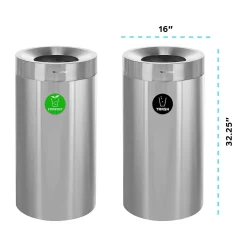 Alpine Industries Dual-Stream Compost/Trash Recycling Station, 54-Gallon, Stainless Steel (ALP475-27-CO-T)